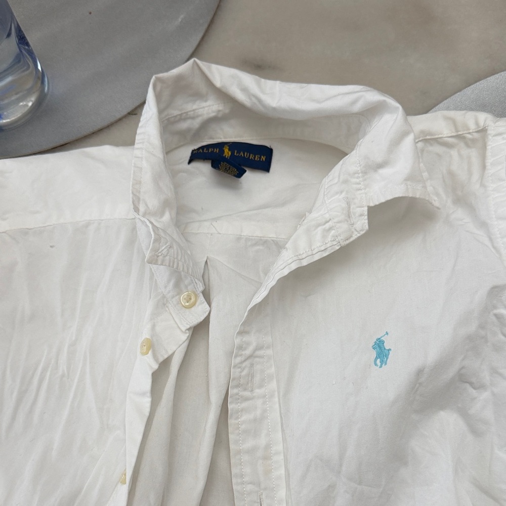 Ralph Lauren Classic White Shirt with Light Blue Logo